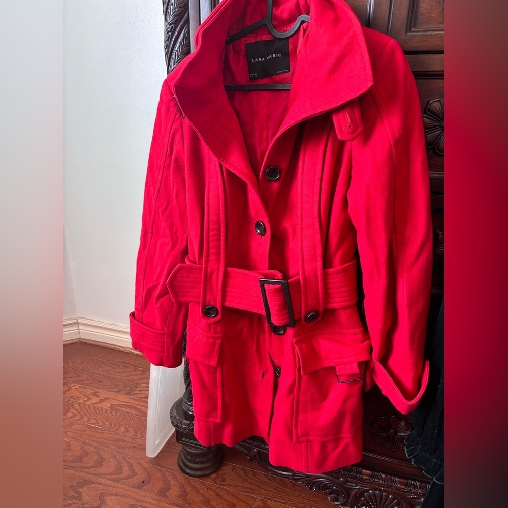 Zara Vibrant Red Trench Coat - Picture 4 of 5